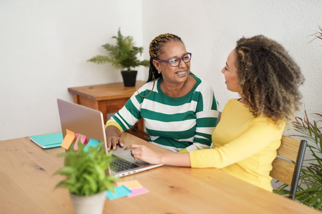 Student learning from a mentor during a tutoring session